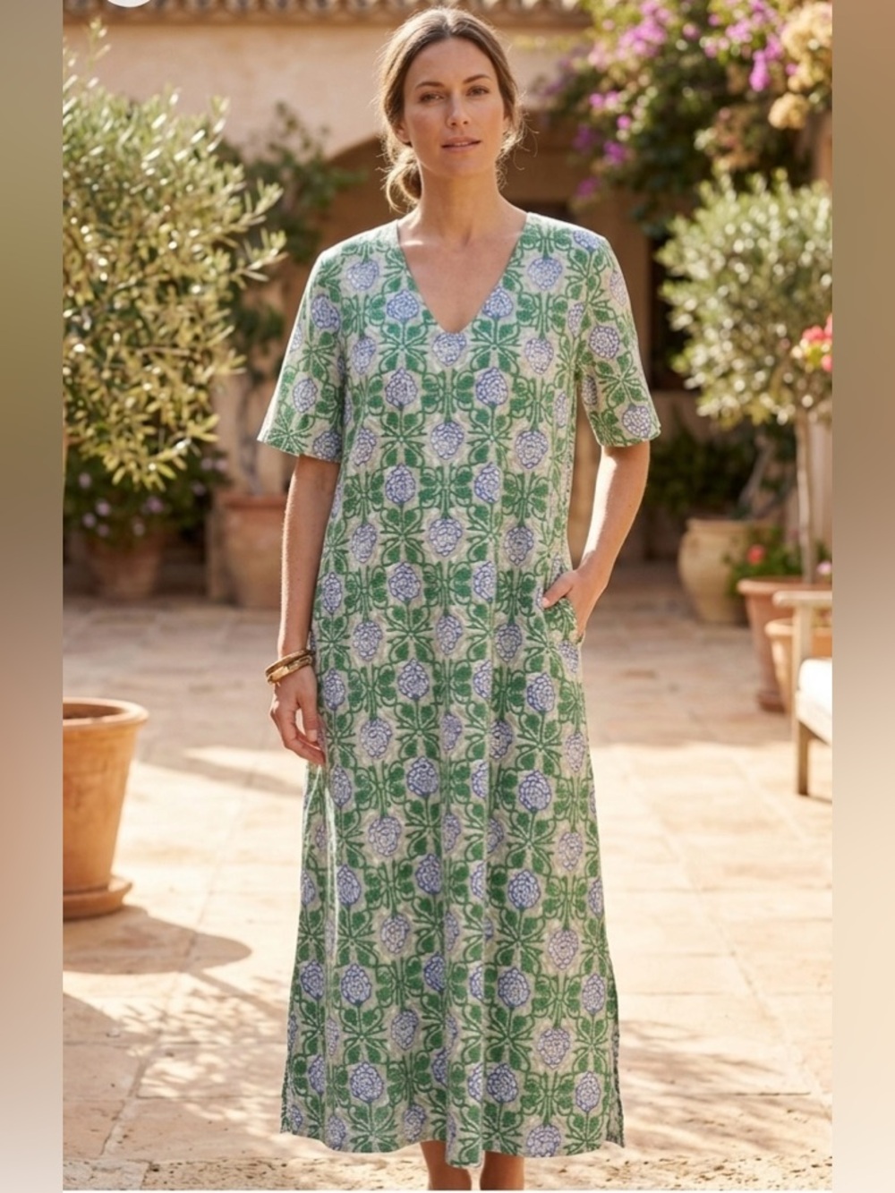 Tuckernuck Green and Blue Floral Maxi Dress